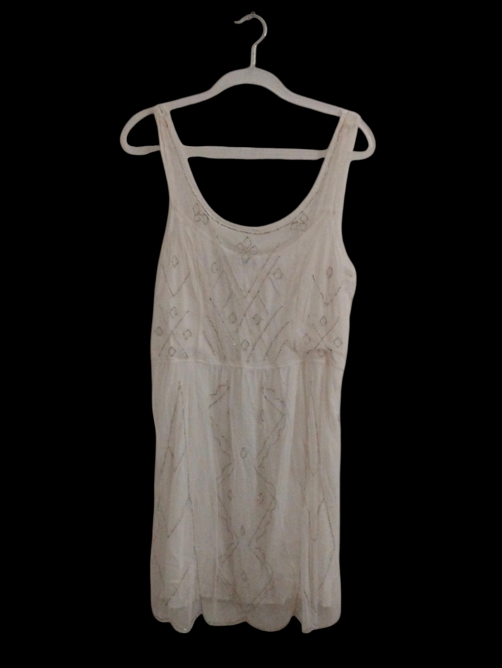 Abercrombie & Fitch Cream Beaded Mini Dress Size Large NEW